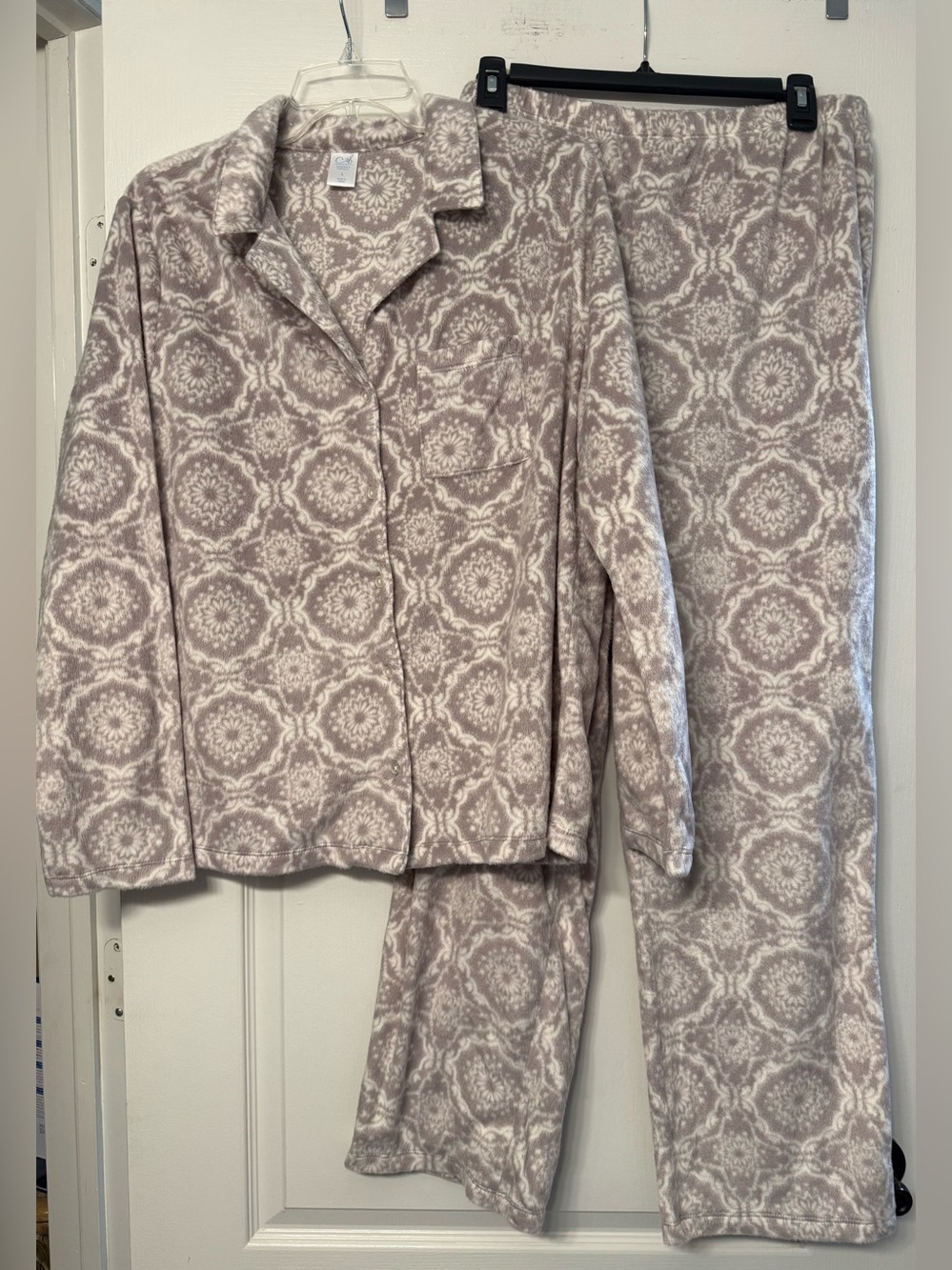 ADonna Sleepwear Pajama Set Women’s Large Plush Fleece Soft Minky Lounge PJs